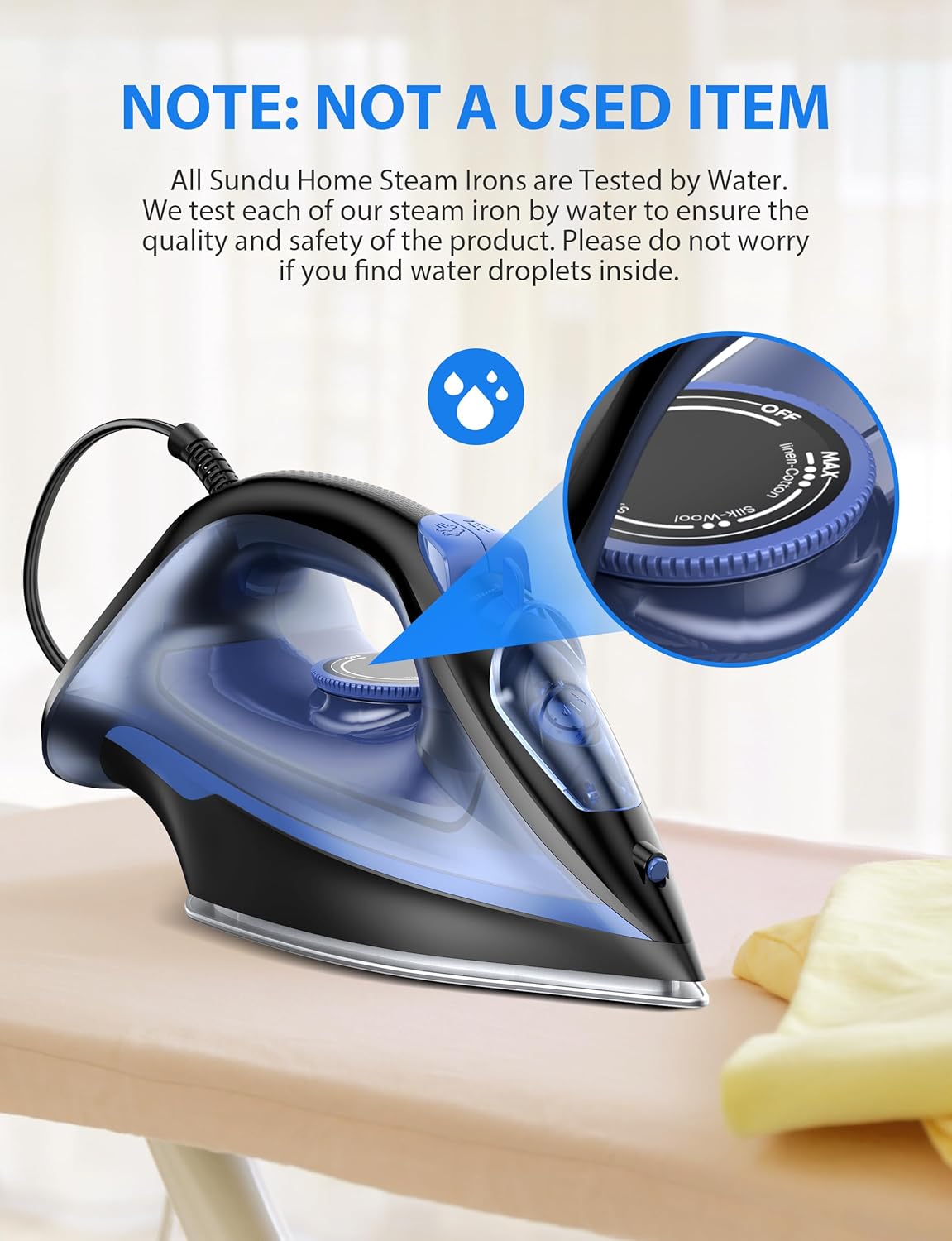 Sundu Steam Iron for Clothes with Rapid Heating Ceramic Coated Soleplate,1500W with Precise