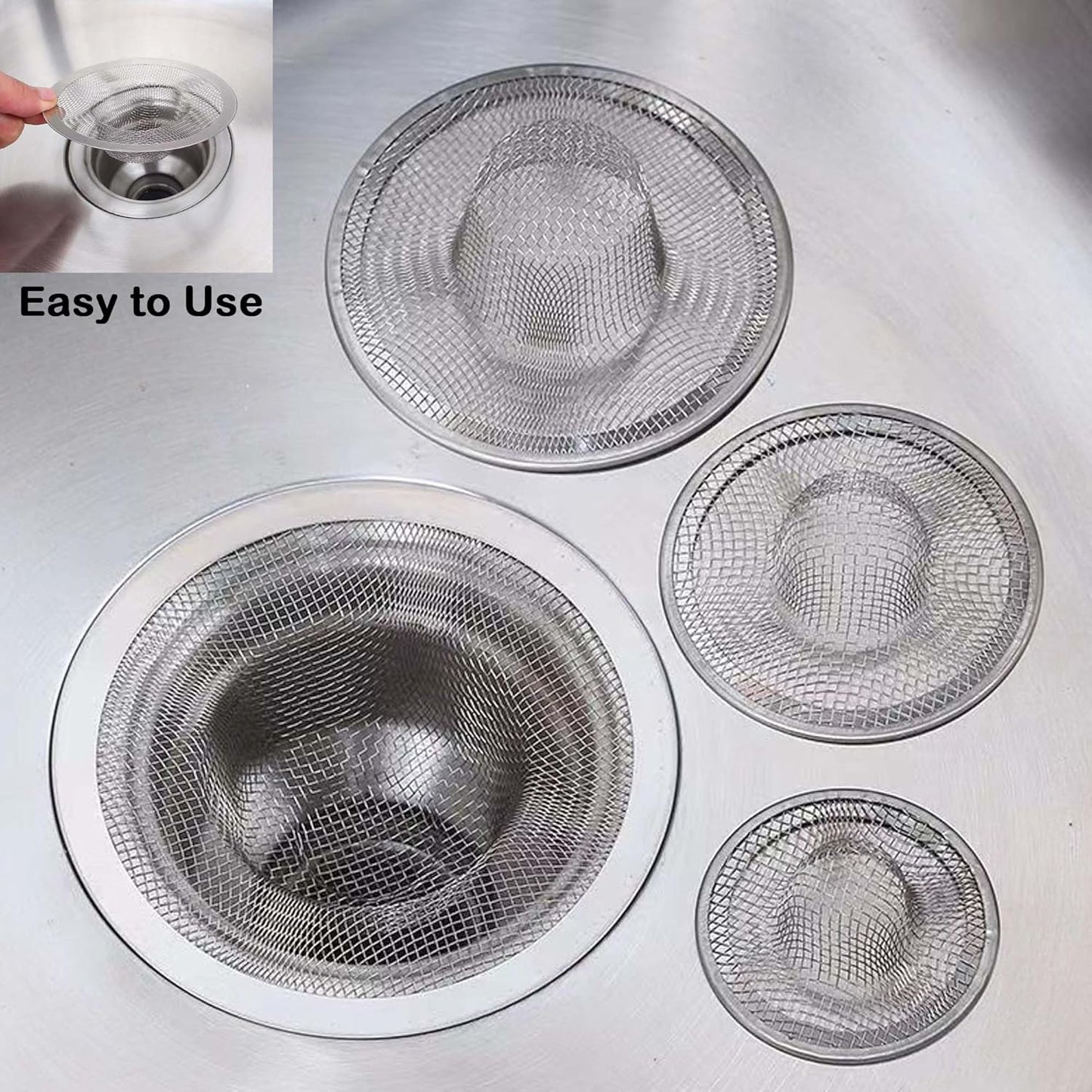 10Pcs Metal Mesh Kitchen Sink Strainer, 4.41" Stainless Steel Slop Basket Filter Trap Kitchen Sink