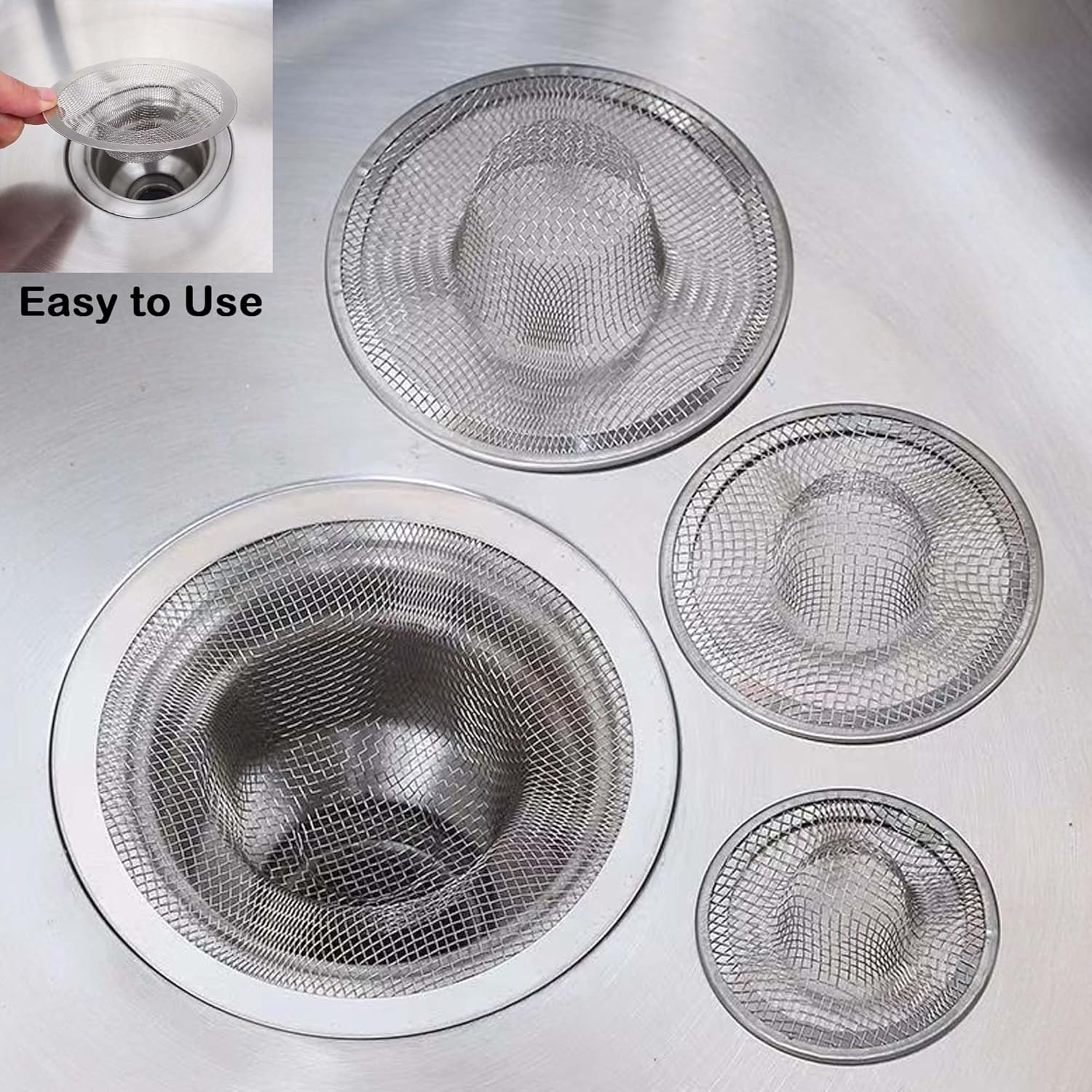 10Pcs Metal Mesh Kitchen Sink Strainer, 4.41" Stainless Steel Slop Basket Filter Trap Kitchen Sink