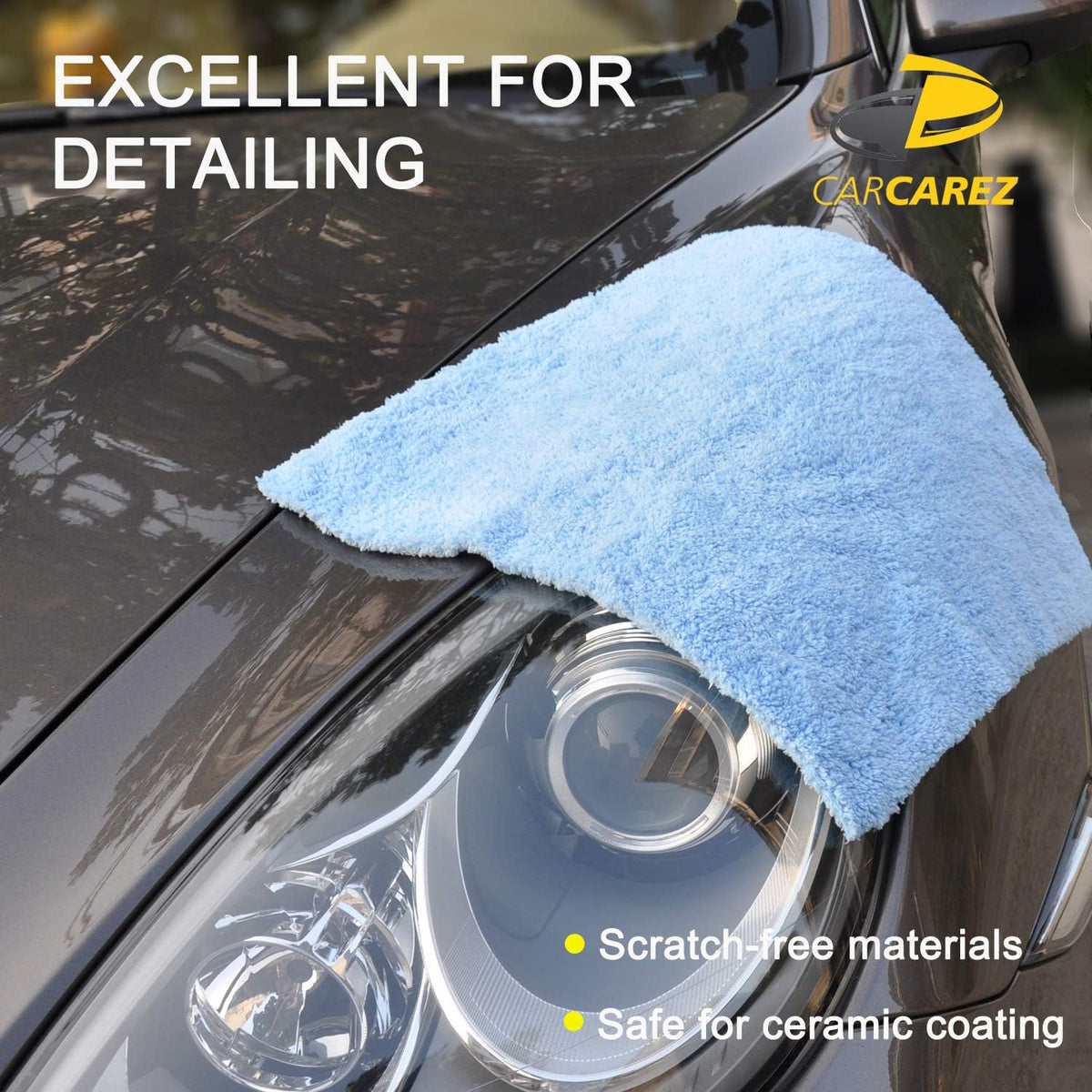 CARCAREZ Microfiber Towels for Cars, Car Drying Wash Detailing Buffing Polishing Towel with Plush