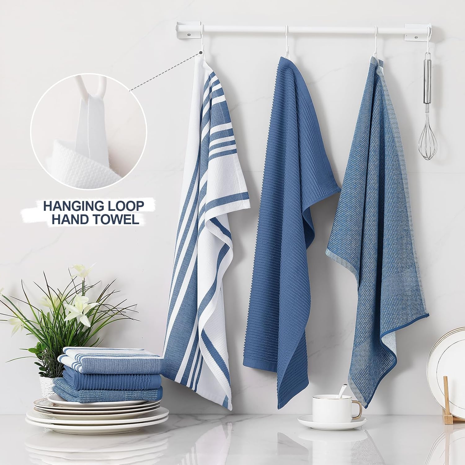 Homaxy Premium Kitchen Towels(18”x 28”, 3 Pack), Large Cotton 380 GSM Kitchen Hand Towels, Soft and