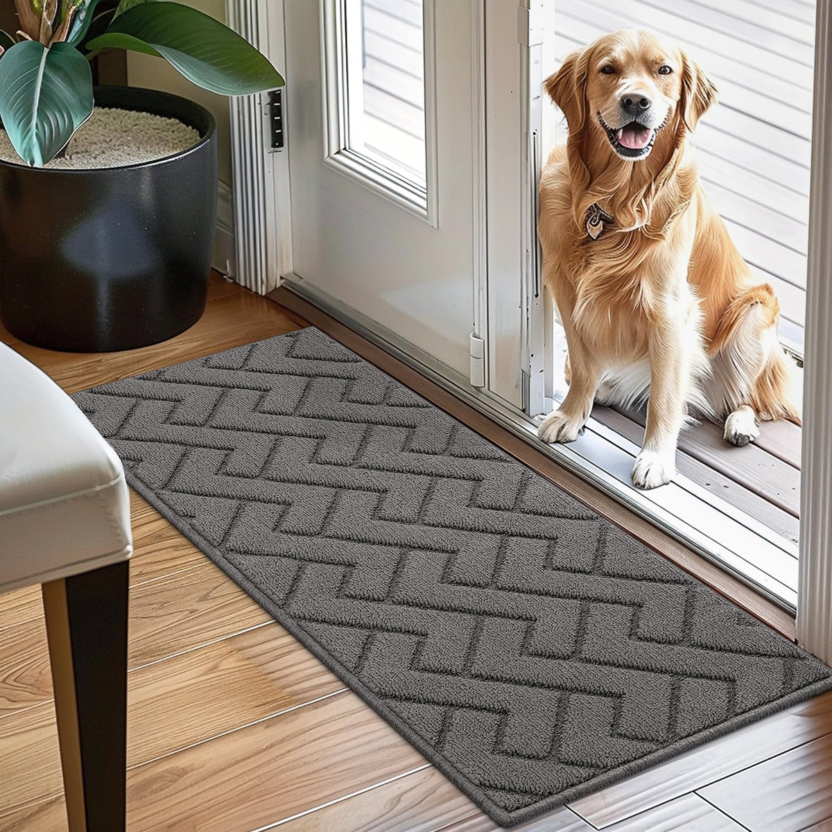 hicorfe Indoor Doormat,Front Back Door Mat Rubber Backing Non Slip Door Mats 20"x48" Absorbent