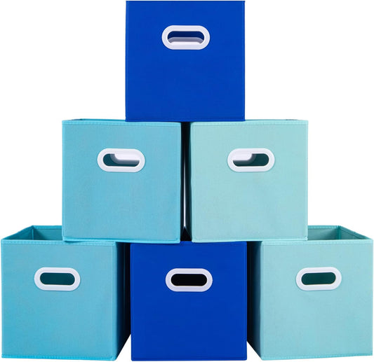 Stero Fabric Storage Cubes Bins, 13 inch Fun Colored Foldable Storage Baskets with Dual Plastic