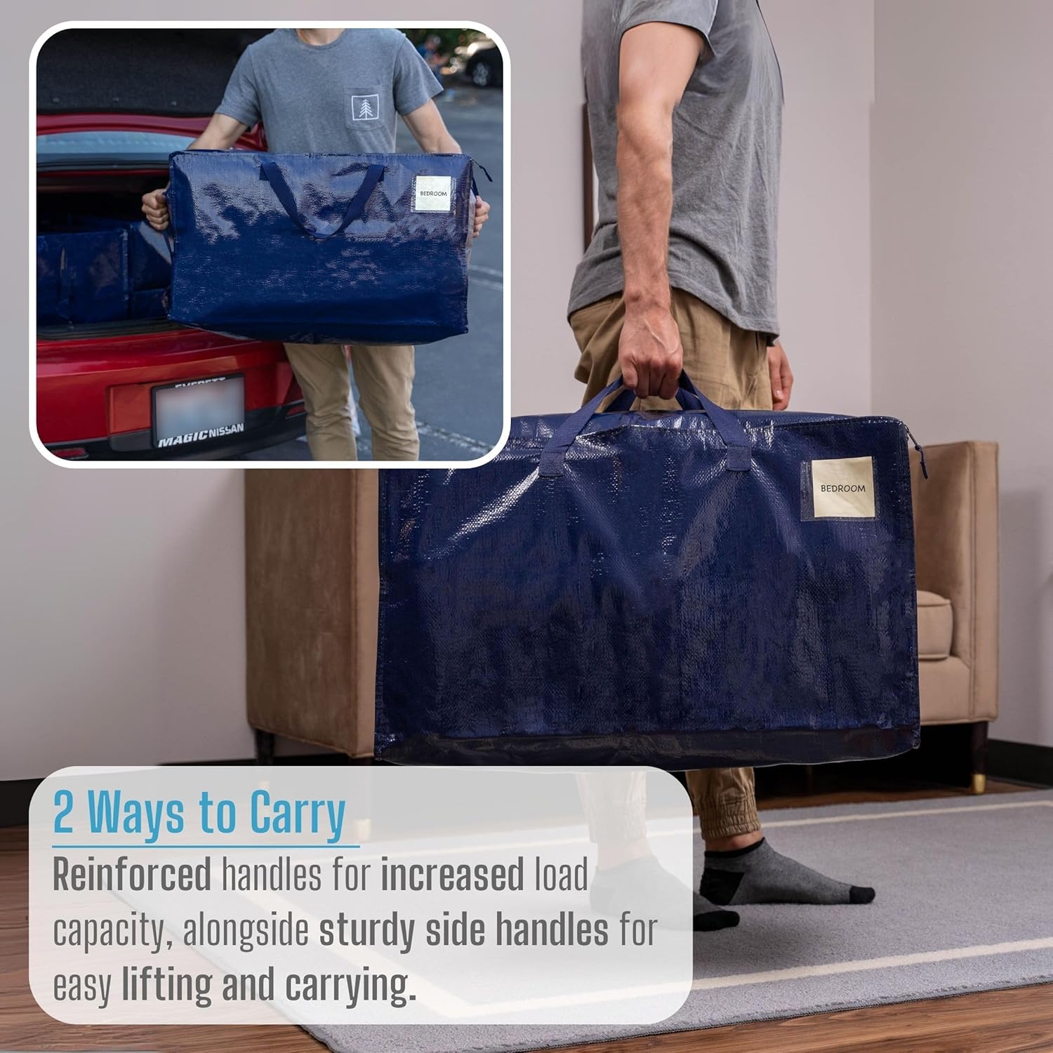 VENO 6 Pack Moving and Storage Bags, Heavy Duty, Alternative to Moving Boxes, Large Packing Totes