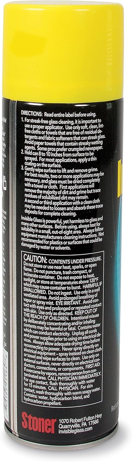 Invisible Glass 91164-6PK Premium Aerosol Glass and Window Cleaner for Auto and Home Cleans Glass