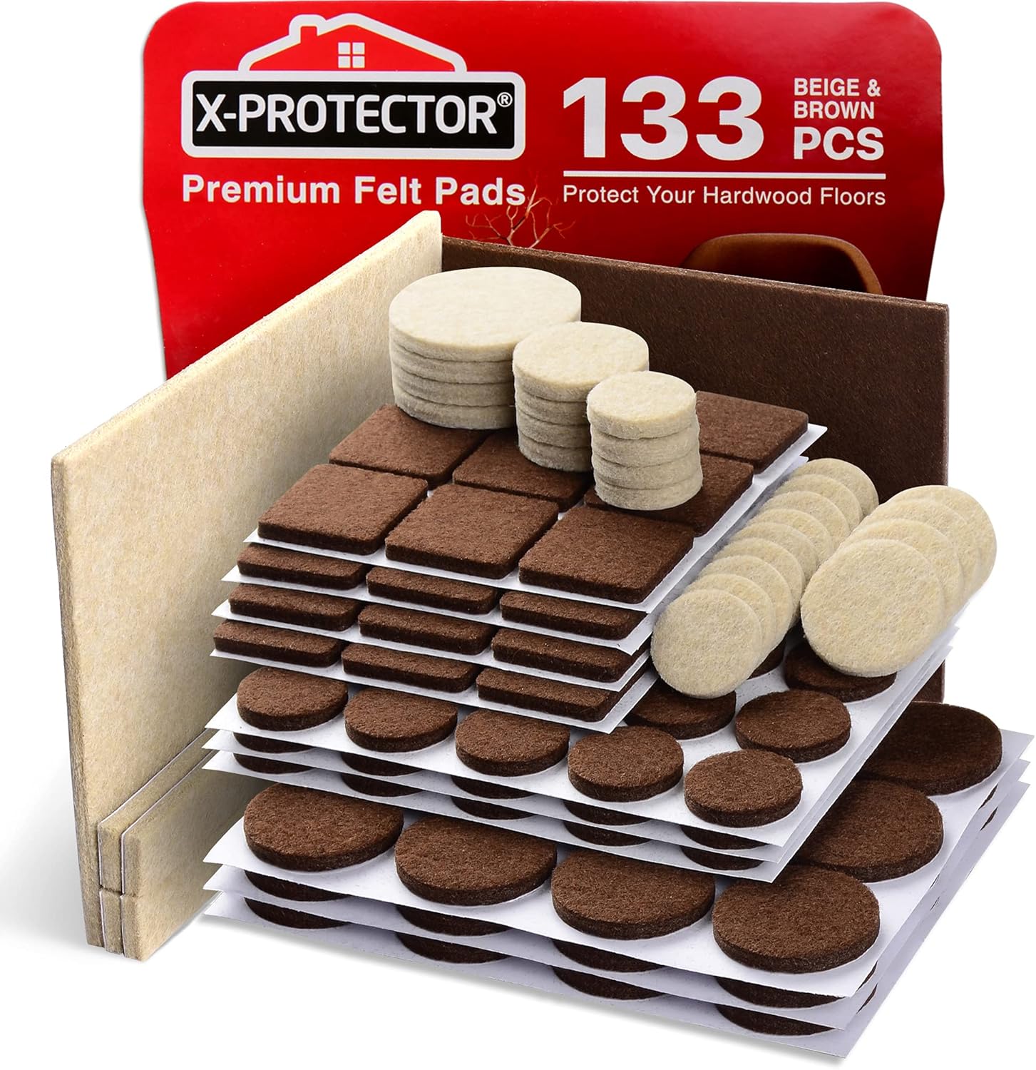 Felt Furniture Pads X-PROTECTOR 133 PCS Premium Furniture Pads - Felt Pads Furniture Feet Best Wood