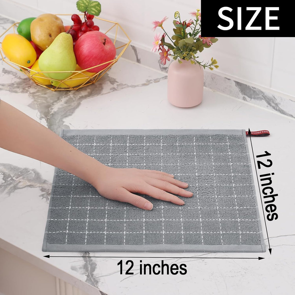 Homaxy 100% Cotton Terry Kitchen Dish Cloths, Ultra Soft and Absorbent Dish Towels for Kitchen