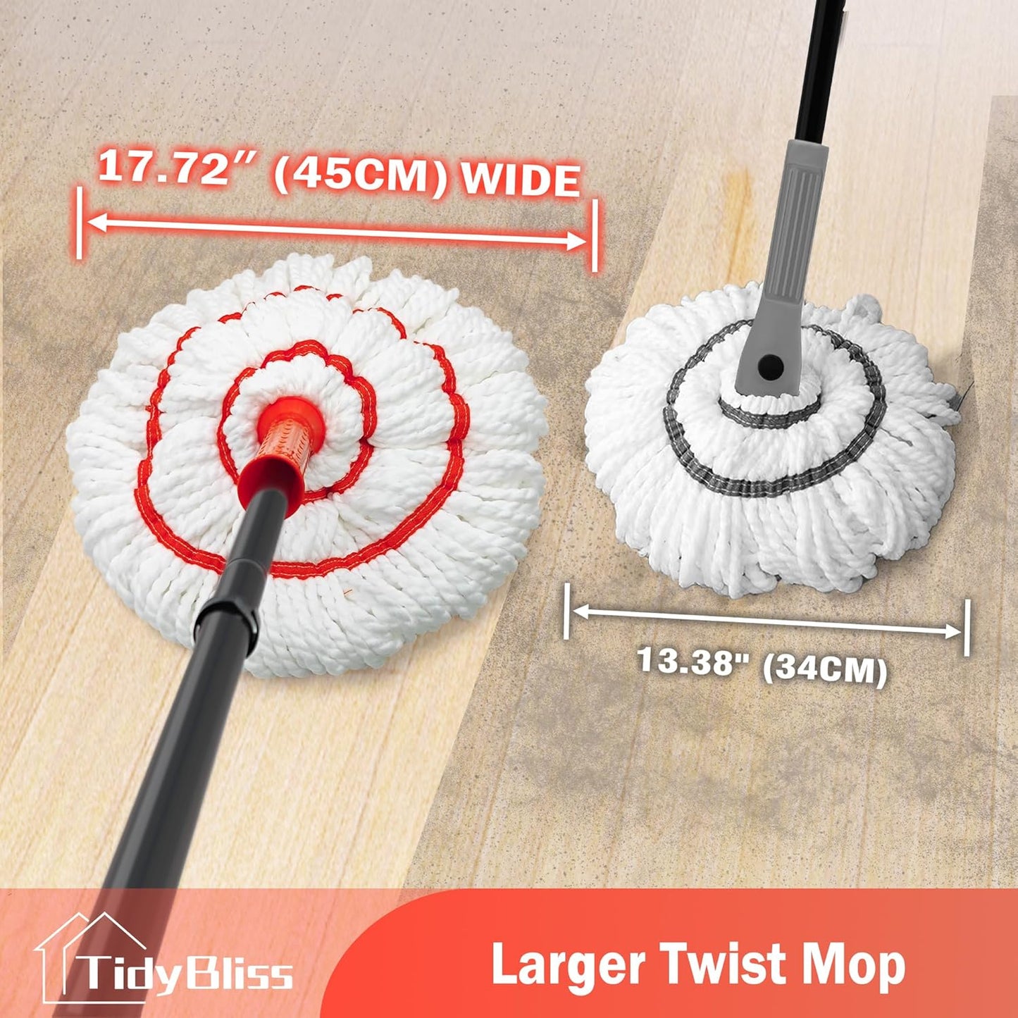 Self Wringing Twist Mop for Floor Cleaning, 57.5 inches Long Handle Cotton String Mop with Wringer