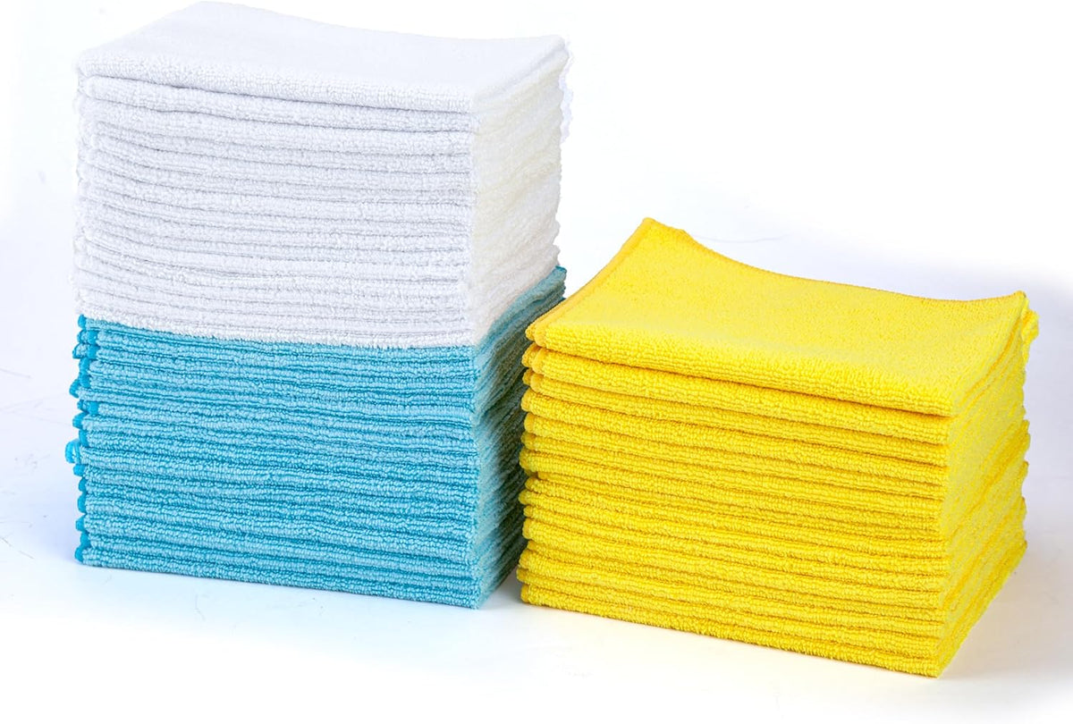 Amazon Basics Microfiber Cleaning Cloths, Non-Abrasive, Reusable and Washable, Pack of 48