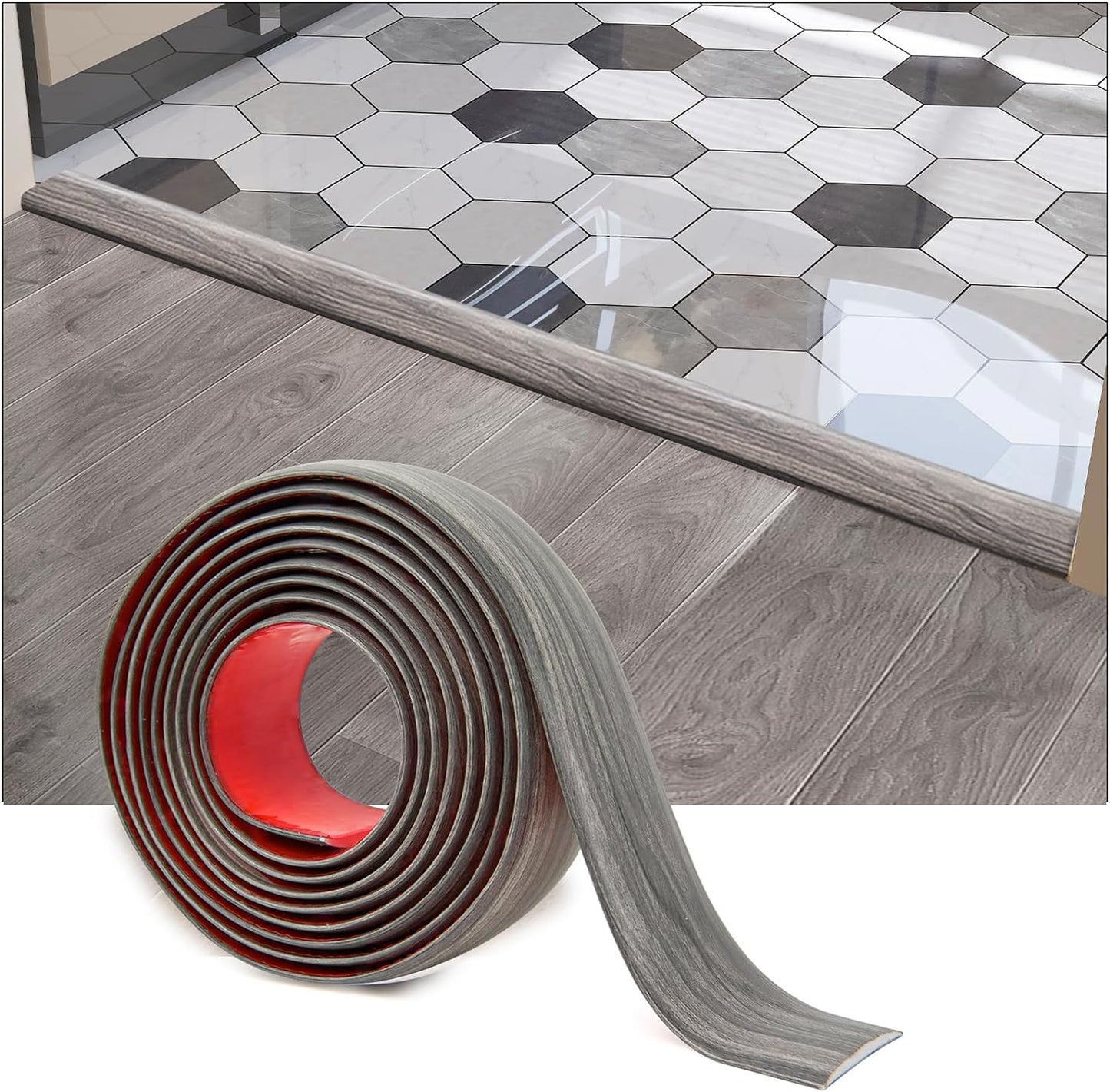 Art3d Self Adhesive Vinyl Floor Transition Strip, Laminate Floor Strip Floor Flat Divider Strip for