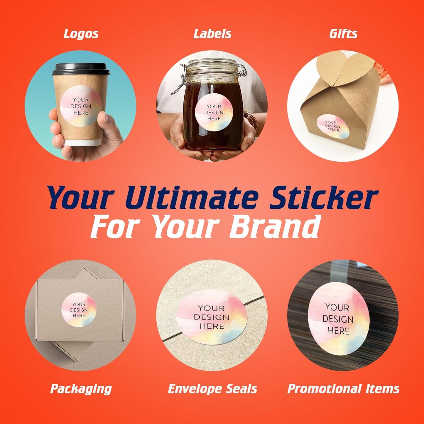 100 Custom Vinyl Stickers - Upload Your own Image, Text, Design, Logo - Personalized Logo Labels