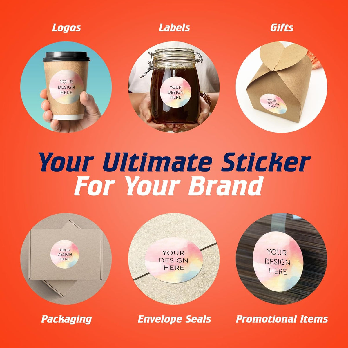 100 Custom Vinyl Stickers - Upload Your own Image, Text, Design, Logo - Personalized Logo Labels