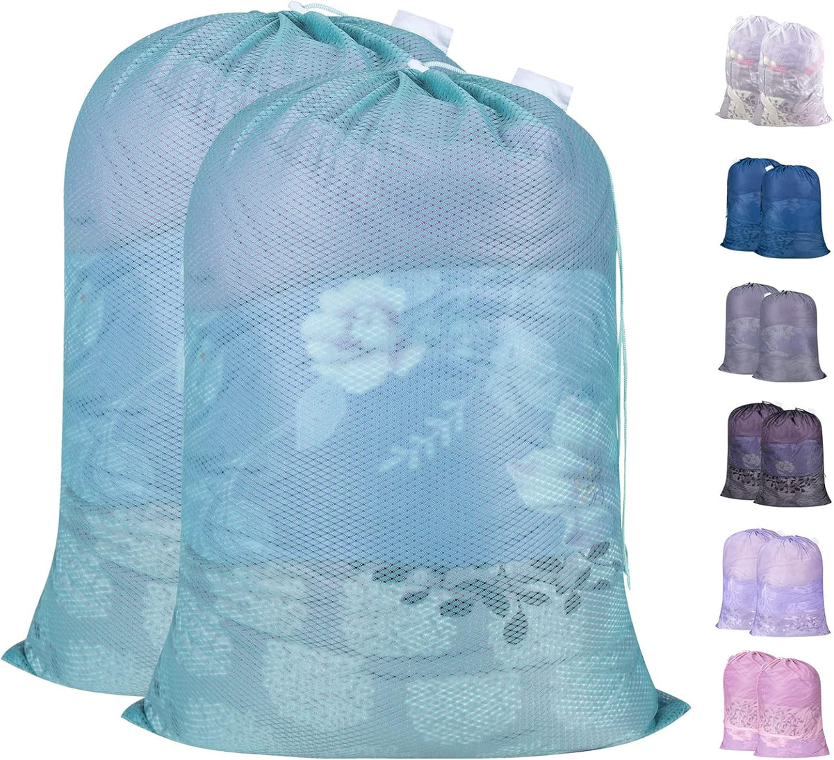 Polecasa Heavy Duty Large Mesh Laundry Bags with ID Tag and Locking Drawstring Closure - 2 Pack, 24