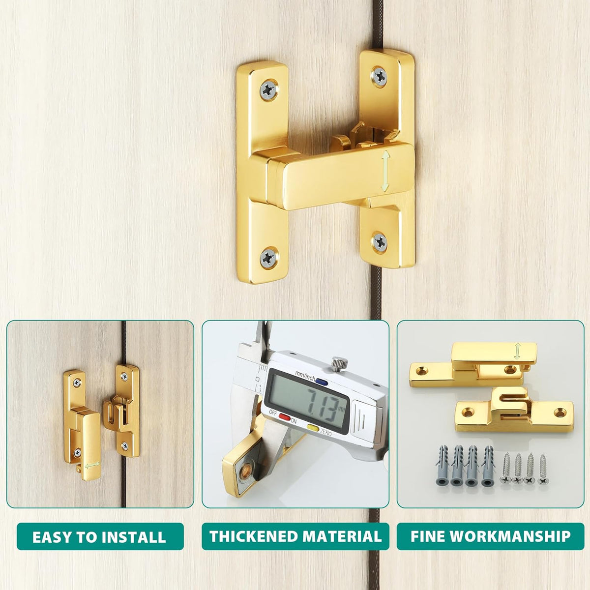 90/180 Degree Flip Latch Gate Latch, Heavy Duty Black Safety Door Lock Enhanced Security Flip Latch