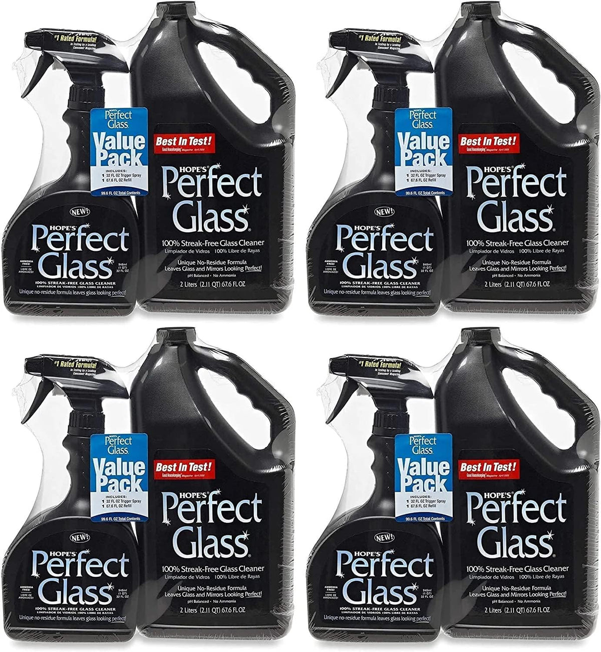 HOPE'S Perfect Glass Cleaner, Streak-Free, Ammonia-Free Window, Mirror, Screen, and Shower Door