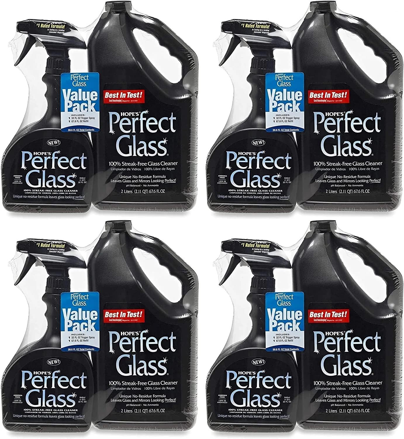 HOPE'S Perfect Glass Cleaner, Streak-Free, Ammonia-Free Window, Mirror, Screen, and Shower Door