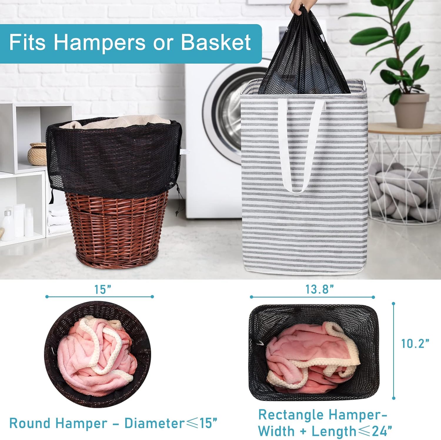Polecasa Diamond Mesh Laundry Bags, 24 x 36 inches Heavy Duty Mesh Laundry Bag with ID Tag and