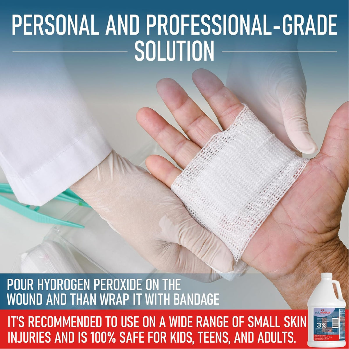 3% Hydrogen Peroxide - First Aid Antiseptic & Multipurpose Cleaner - Topical Wash for Cuts, Scrapes