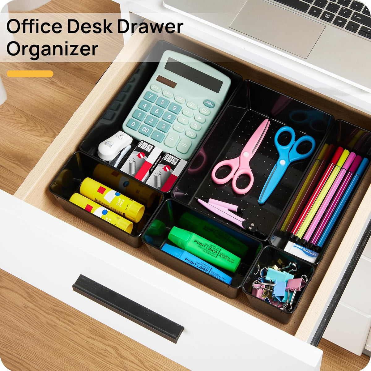Vtopmart 25 PCS Office Desk Drawer Organizers Set, 4-Size Versatile Plastic Drawer Organizer Trays