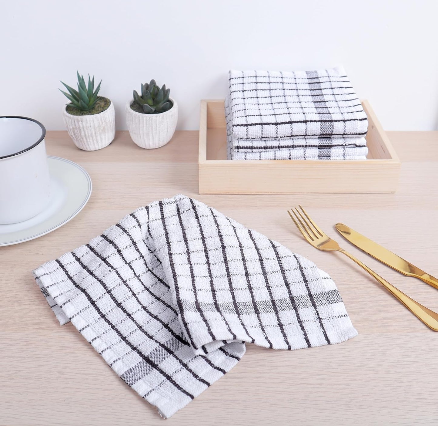 AMOUR INFINI Kitchen Dish Cloths Set of 8 - Ultra Soft, Highly Absorbent, Quick-Drying Terry Cotton