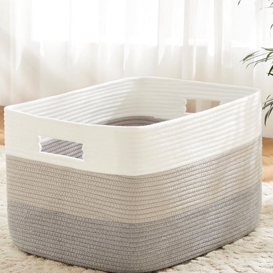 Blanket Basket,Rectangle Woven Baskets for Storage,100L Laundry Basket for Decorative Nursery