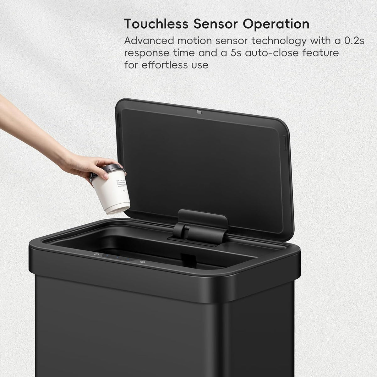 EKO Nova Sensor Trash Can, 21 Gallon/80 Liter Stainless Steel Rectangular Touchless Motion Sensor