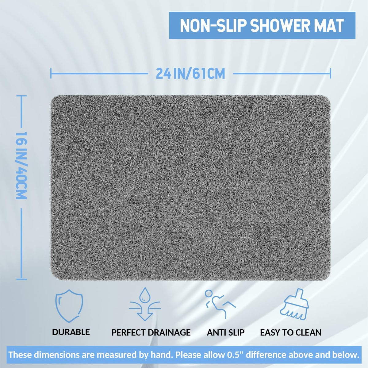 Non-Slip Bathtub Mat, 2 Pack Anti Slip Shower Mat, Fast Drying Bathtub Mats, Foot Scrubber Mat