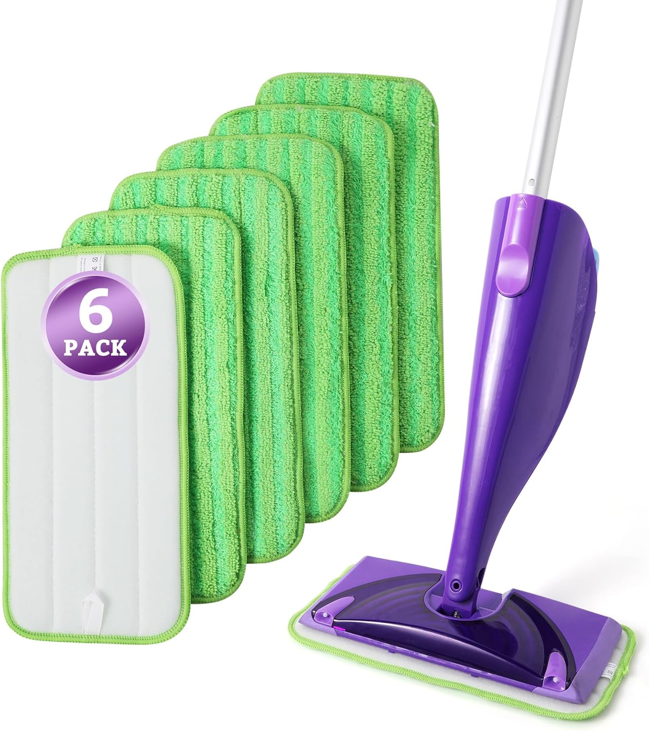 6 Pack Reusable Mop Pads for Swiffer WetJet, Washable Wet Mop Refills Replacement Pads Wet Dry Use