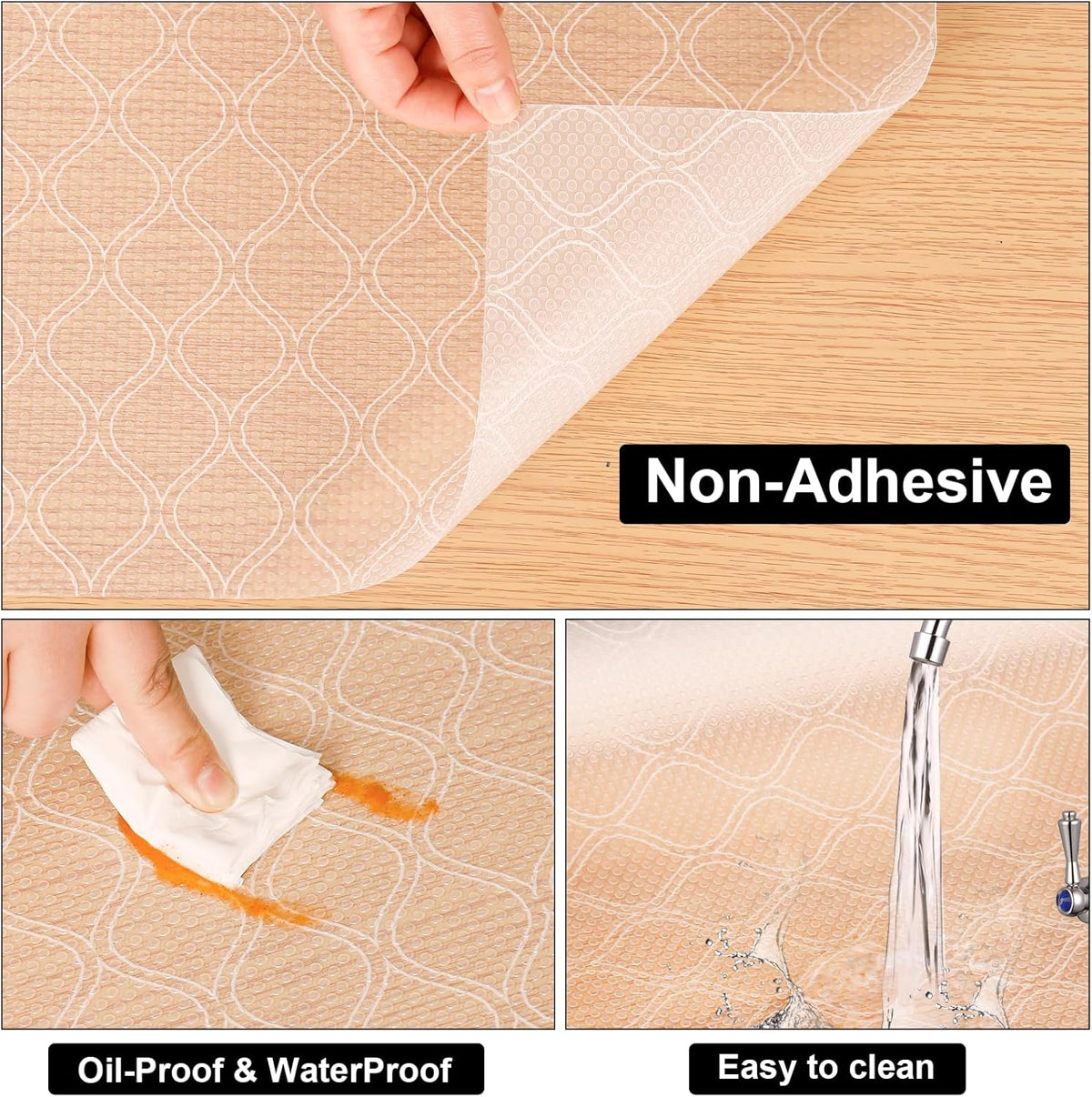 Cooyes Shelf and Drawer Liner for Kitchen Cabinets Non-Adhesive, Waterproof Non-Slip Cabinet Liners