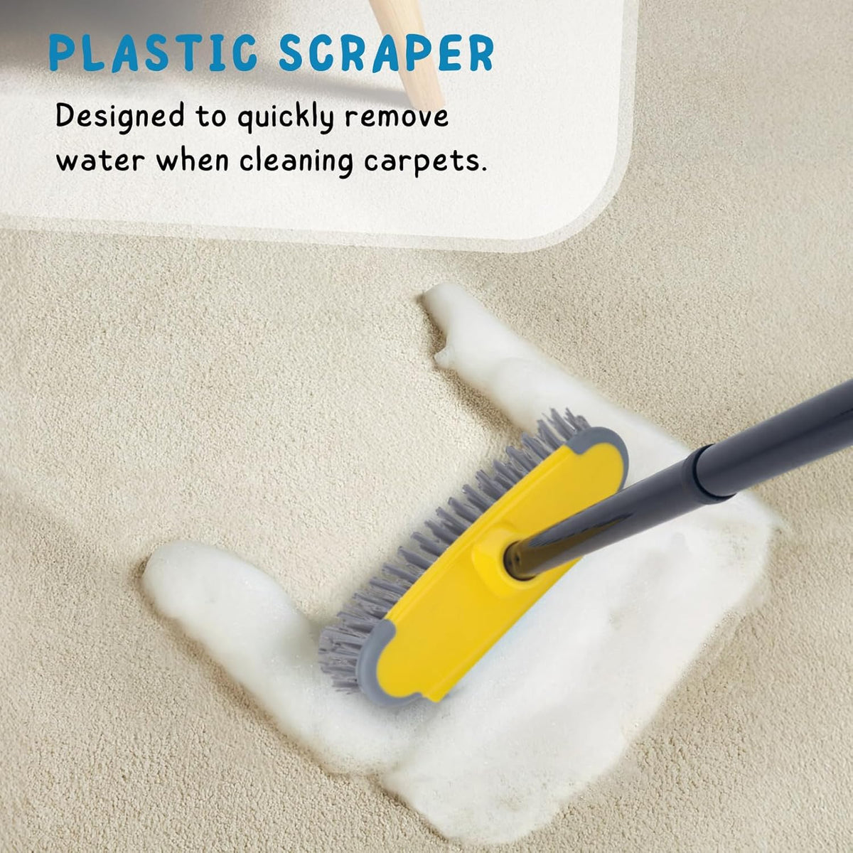 Deck Brush with Long Handle, Floor Scrub Broom for Shower, 50'' Outdoor Scrubber for Carpet, Boat