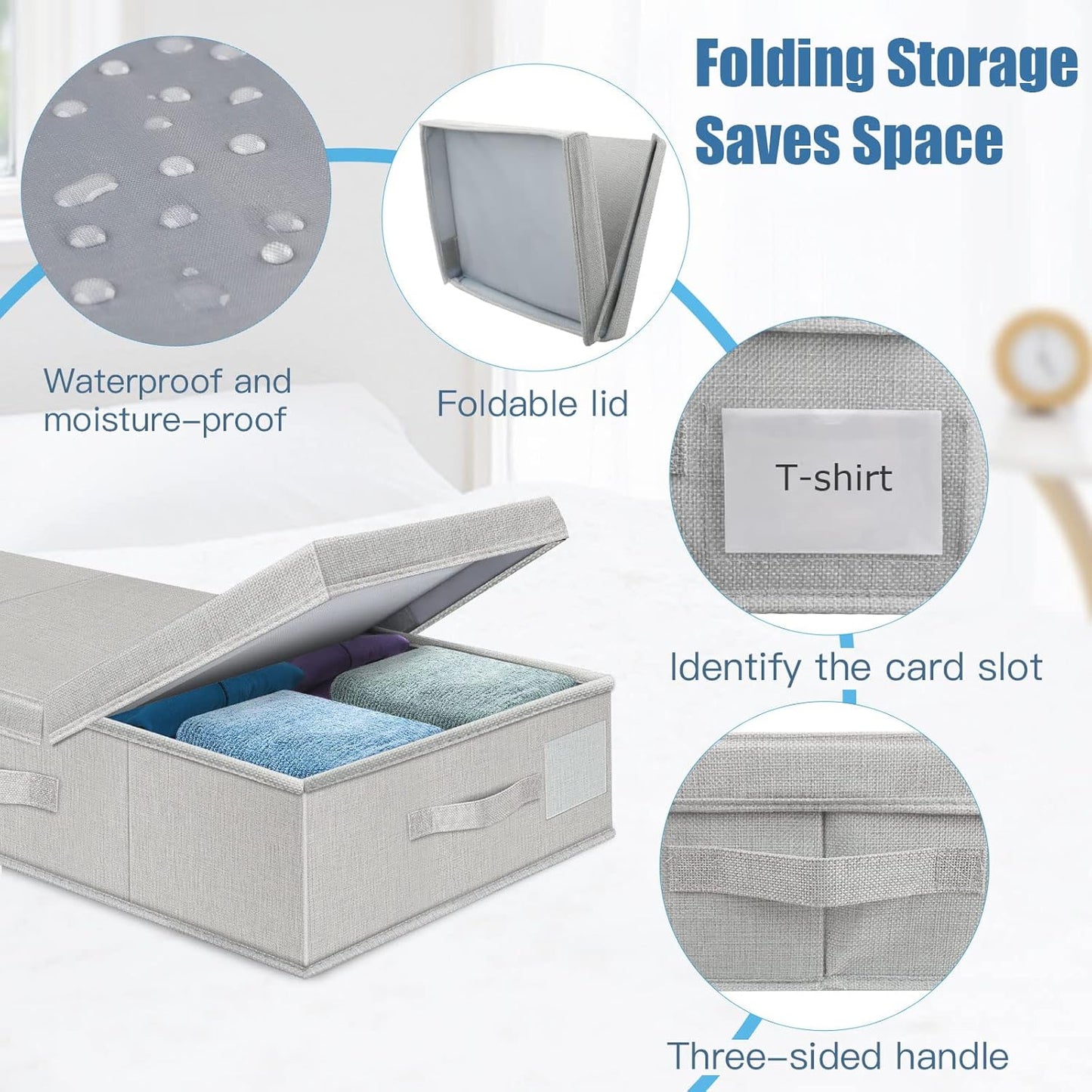 Underbed Storage Containers Bin with Lids, Large Under Bed Storage Organizer Box with Handle