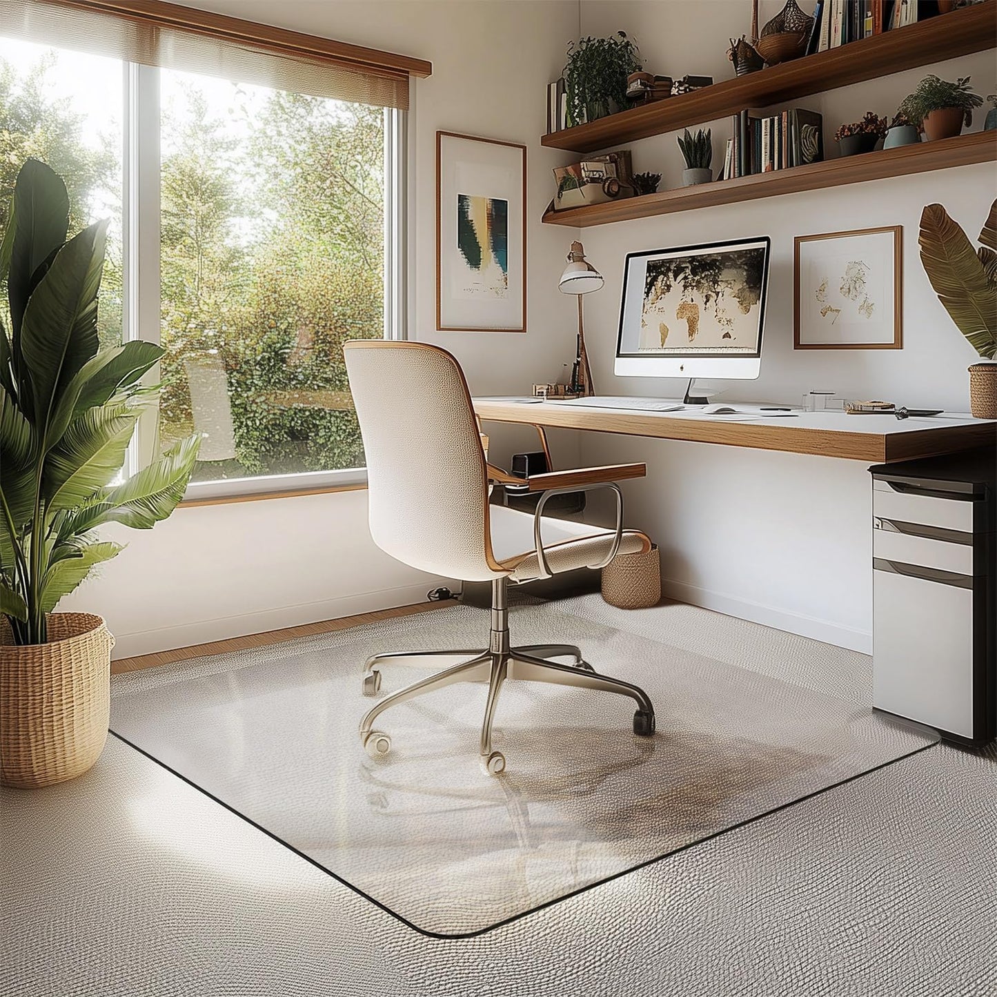Office Chair Mat for Carpet & Hardwood, Upgraded 45" x 45" Tempered Glass Chair Mat for Office