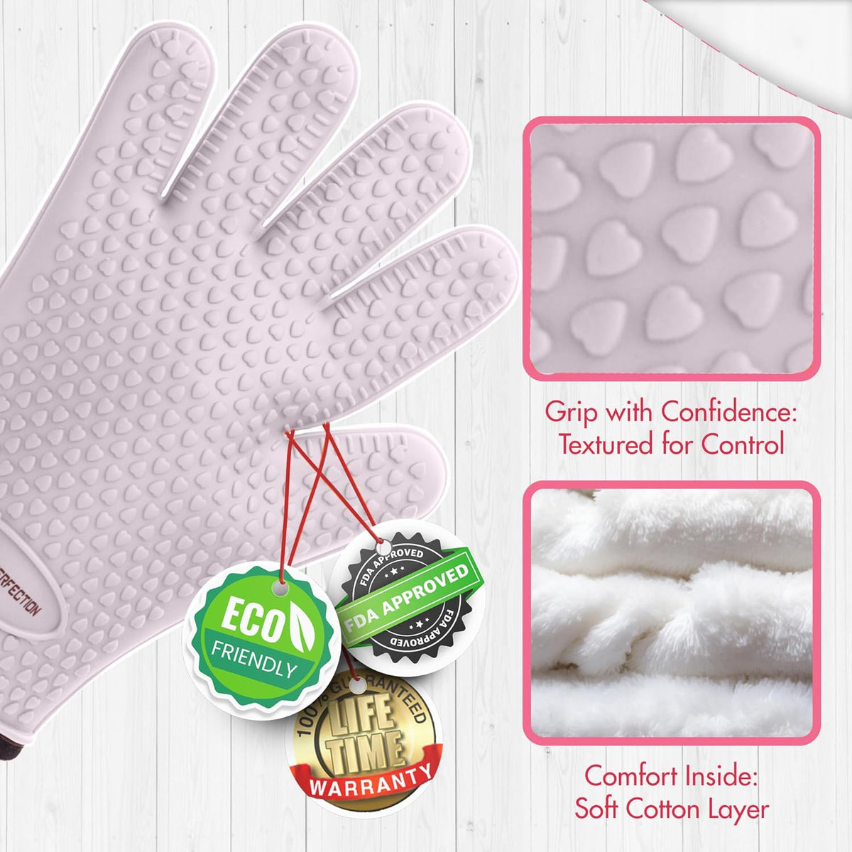 KITCHEN PERFECTION Silicone Smoker Oven Gloves for Women -Extreme Heat Resistant BBQ Gloves -Handle