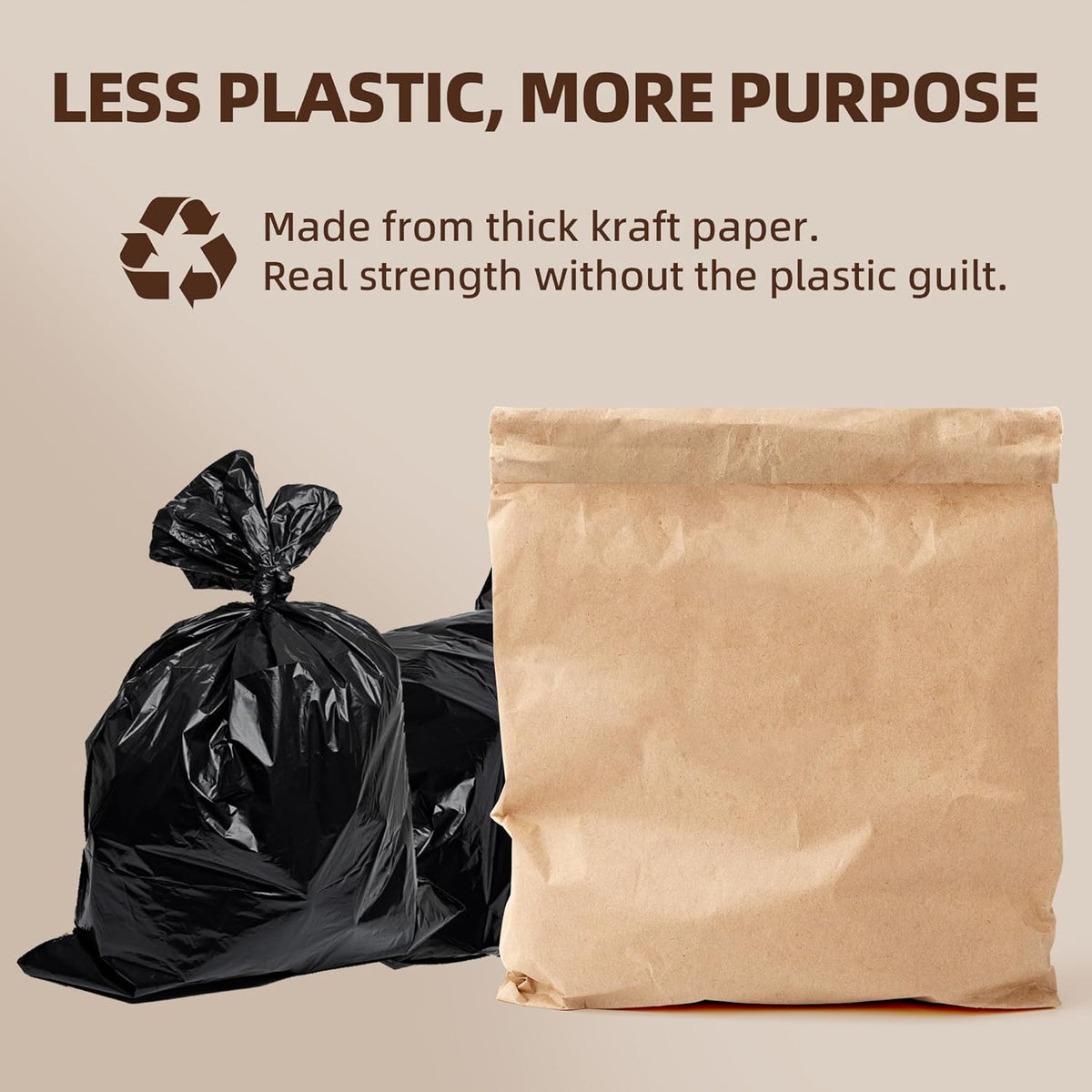 (20-Pack) Calvana Super Strong Compactor Bags, Heavy-Duty Kitchen Paper Trash Bags with Leak Proof