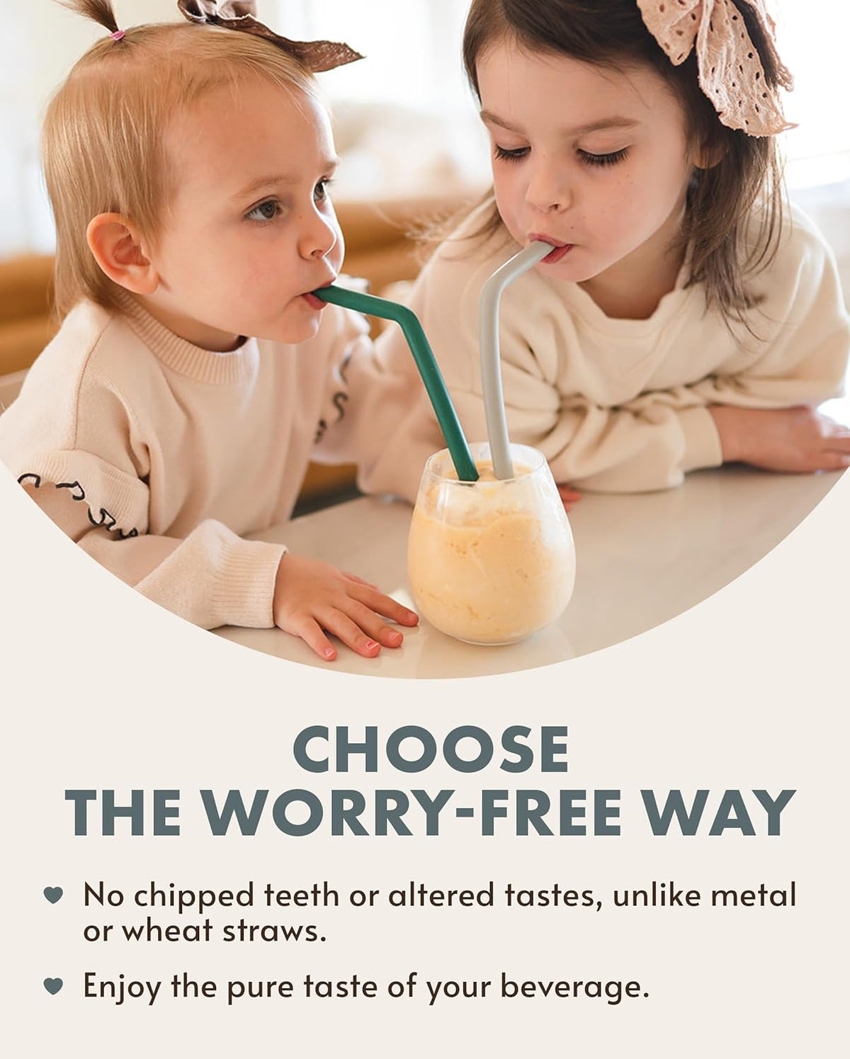 Nightingale Silicone Smoothie Straws - Flexible, Reusable Wide Drinking Straw with Cleaning Brush