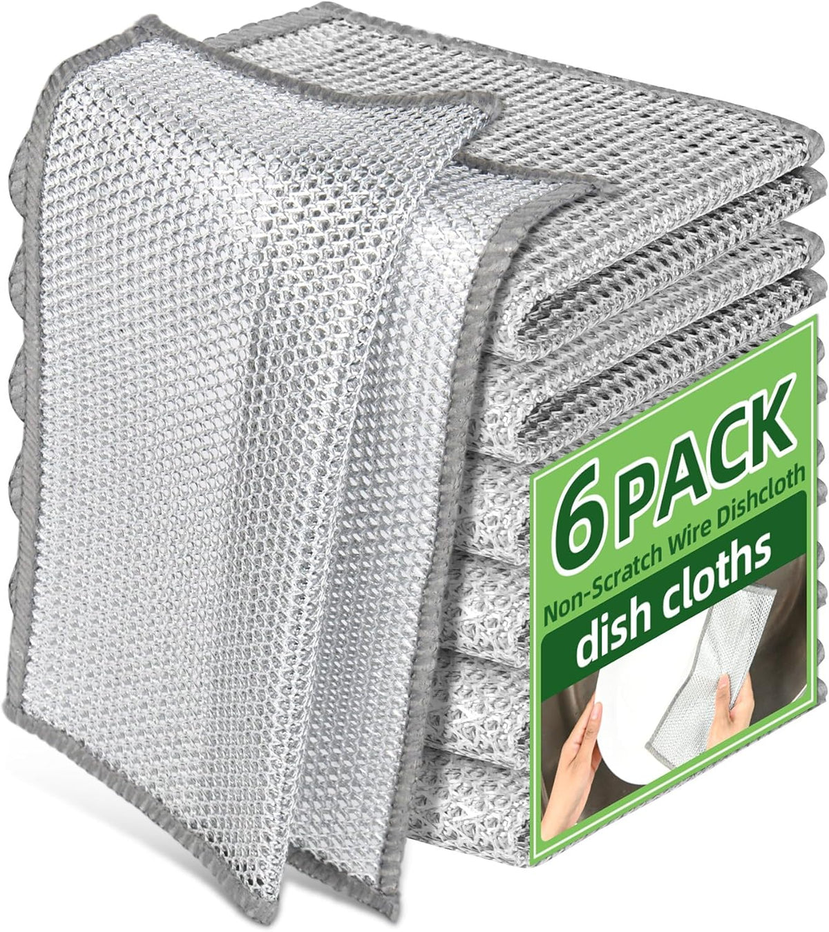 Stainless Steel Scrubber and Cleaning Rags - Non Scratch Wire Dishcloth for Washing Dishes, Steel