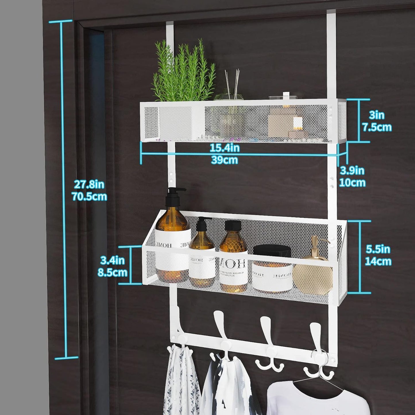 Over The Door Hooks Organizer, Coat Rack Over The Door Storage Hanger Towel Rack, Back of Door