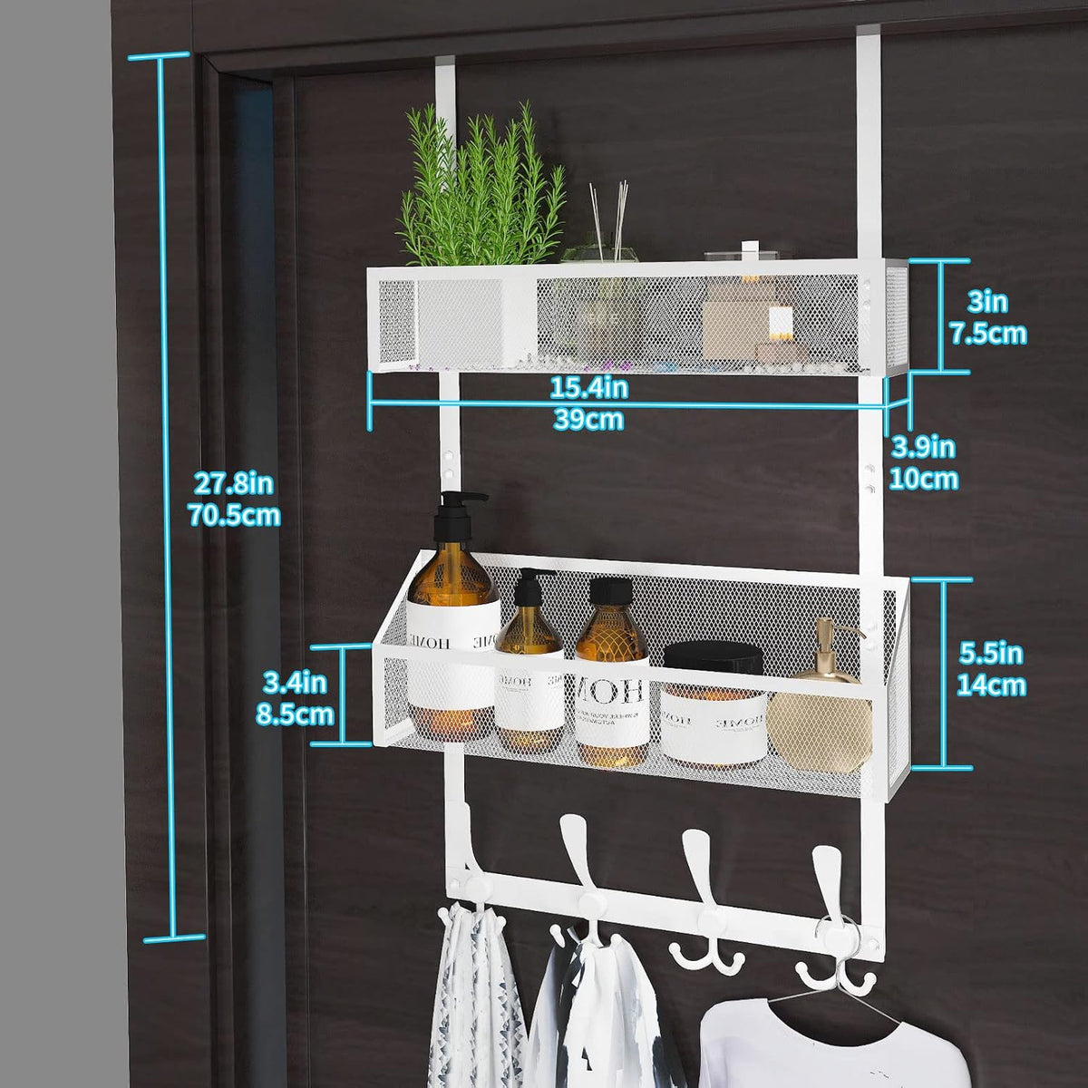 Over The Door Hooks Organizer, Coat Rack Over The Door Storage Hanger Towel Rack, Back of Door