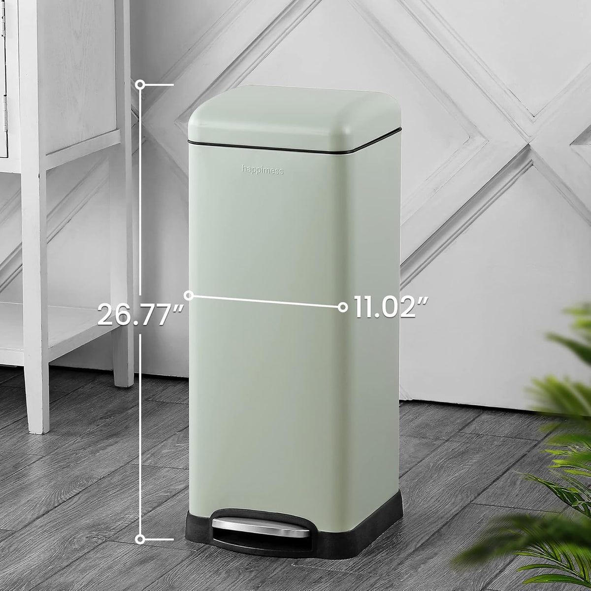happimess HPM1007E Betty Retro 8-Gallon Step-Open Trash Can with Soft-Close Lid, Fingerprint