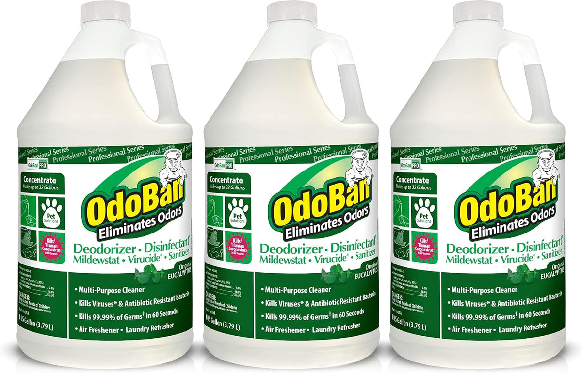 OdoBan Professional Disinfectant and Odor Eliminator Concentrate, 3-Pack, 1 Gallon Each, Original