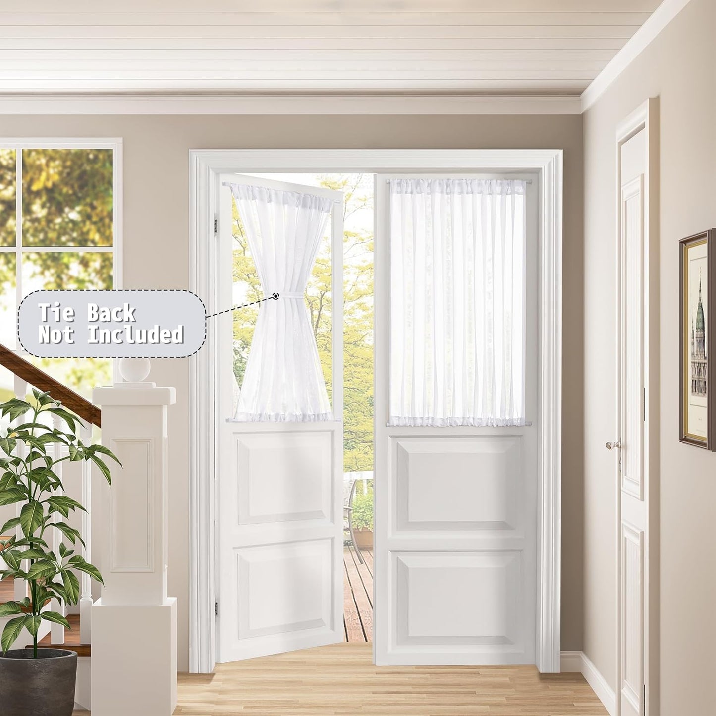 Tollpiz Short Sheer Door Curtain Closet Linen Textured Curtain Sheers Doorway Light Filtering Voile