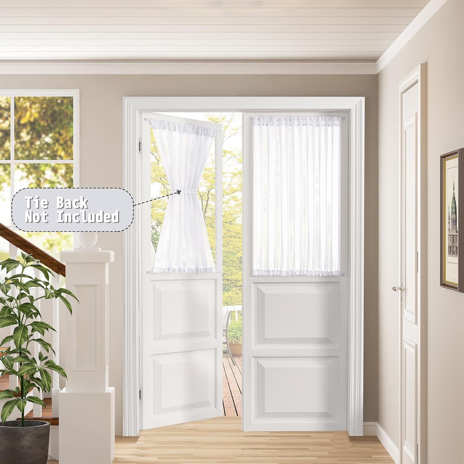 Tollpiz Short Sheer Door Curtain Closet Linen Textured Curtain Sheers Doorway Light Filtering Voile