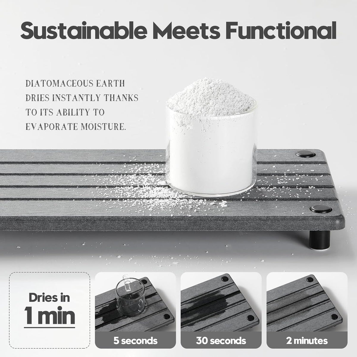 Instant Dry Sink Caddy Kitchen Sink Organizer, Quick Drying Stone Tray Diatomite Sponge Holder Soap
