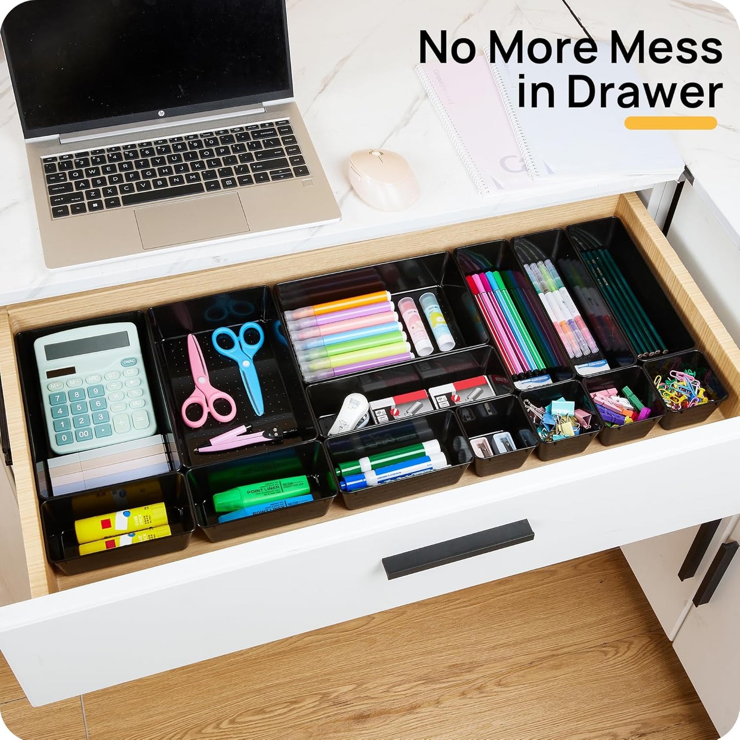 Vtopmart 25 PCS Office Desk Drawer Organizers Set, 4-Size Versatile Plastic Drawer Organizer Trays