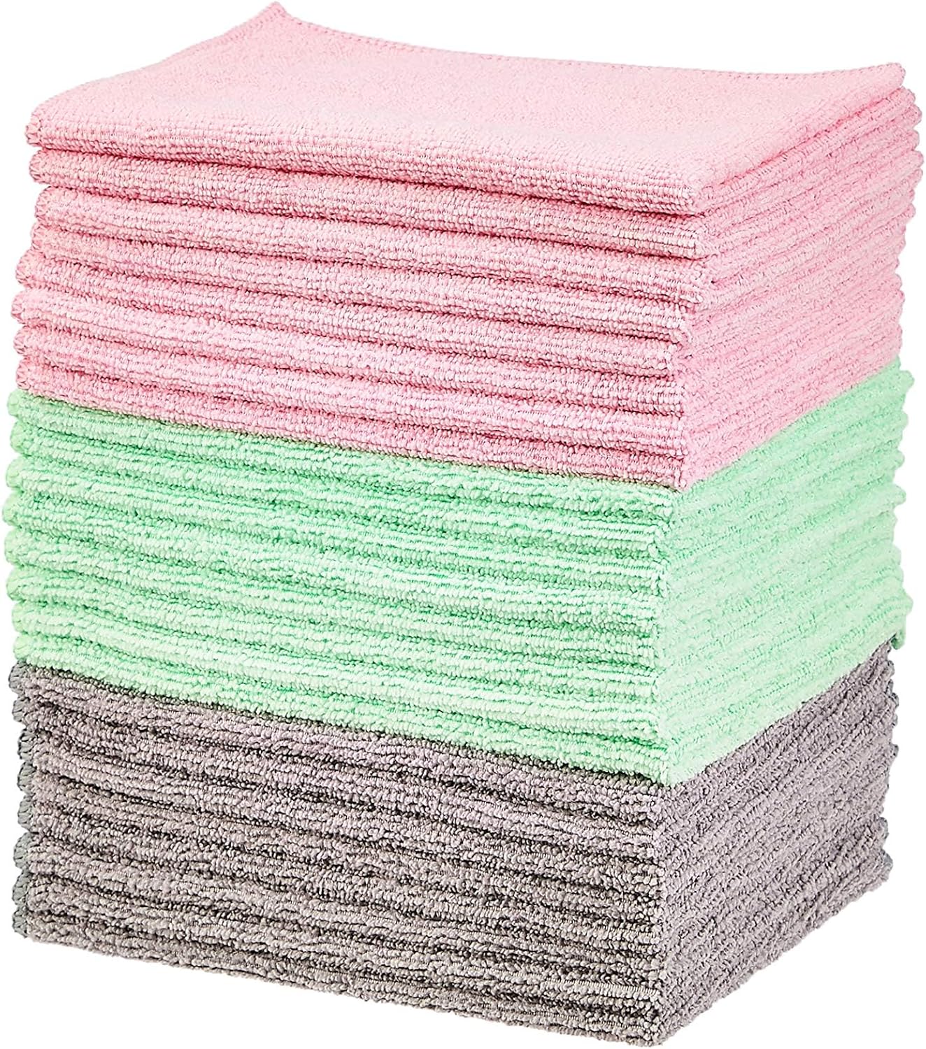 Amazon Basics Microfiber Cleaning Cloths, Ultra Soft and Absorbent, Free from Streaks/Lint/Scratch