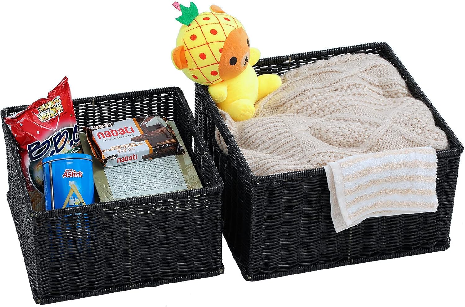 HOONEX Wicker Storage Baskets for Organizing, Decorative Woven Baskets for Storage with Carrying