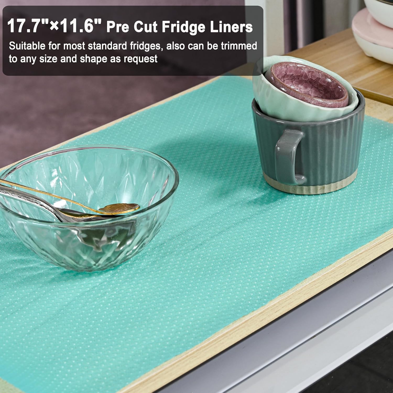 BOPART 12Pcs Refrigerator Liners Washable Fridge Shelf Liners Mats for Freezer Glass Shelves