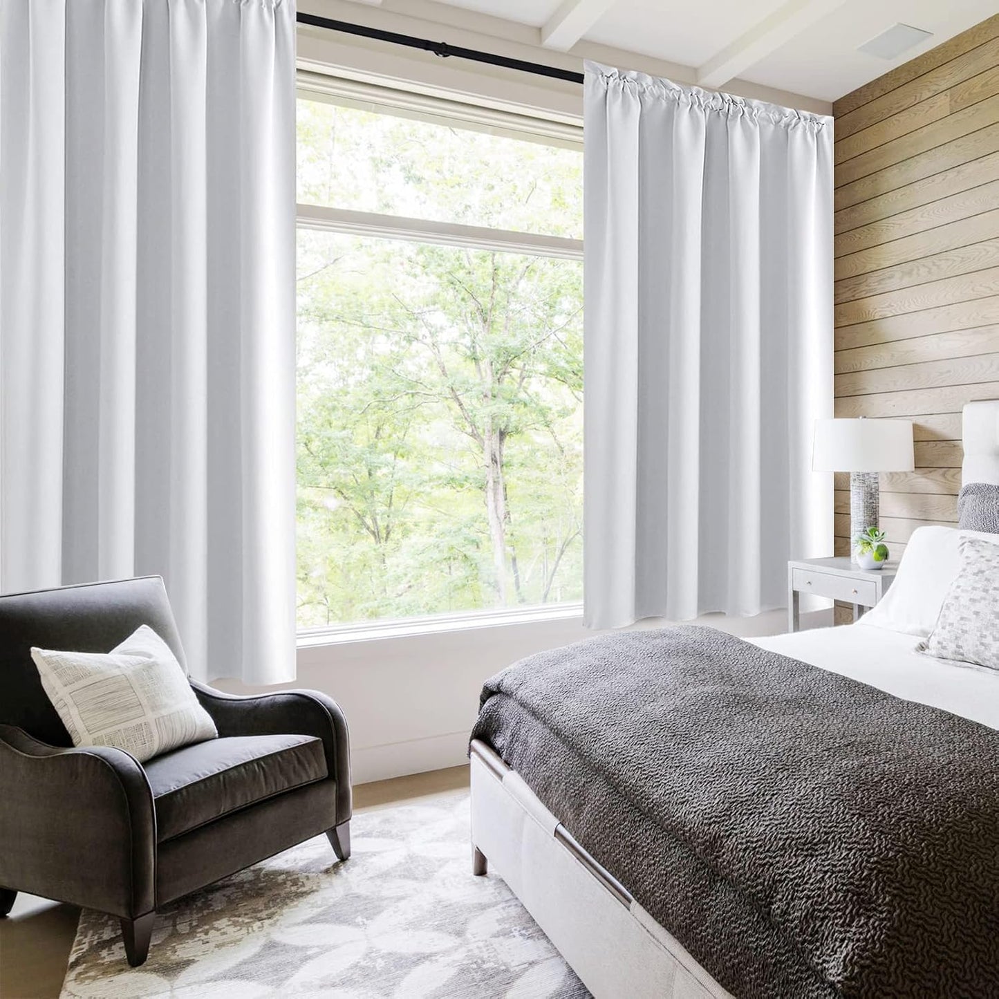 DWCN White Room Darkening Blackout Curtains - Thermal Insulated Privacy Energy Saving Window