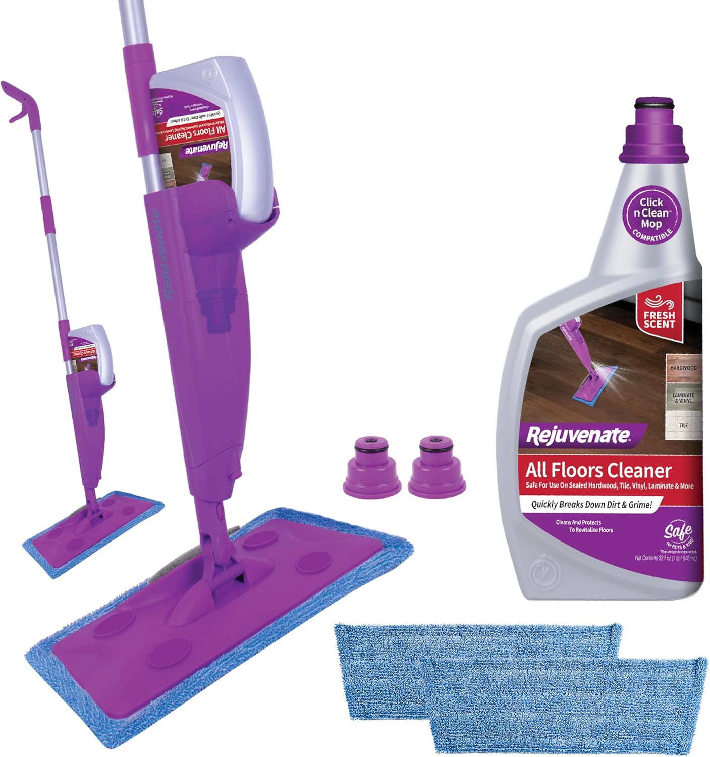 Rejuvenate Click N Clean Multi-Surface Spray Mop All-in-One Kit Cleans and Revitalizes Floors, 1