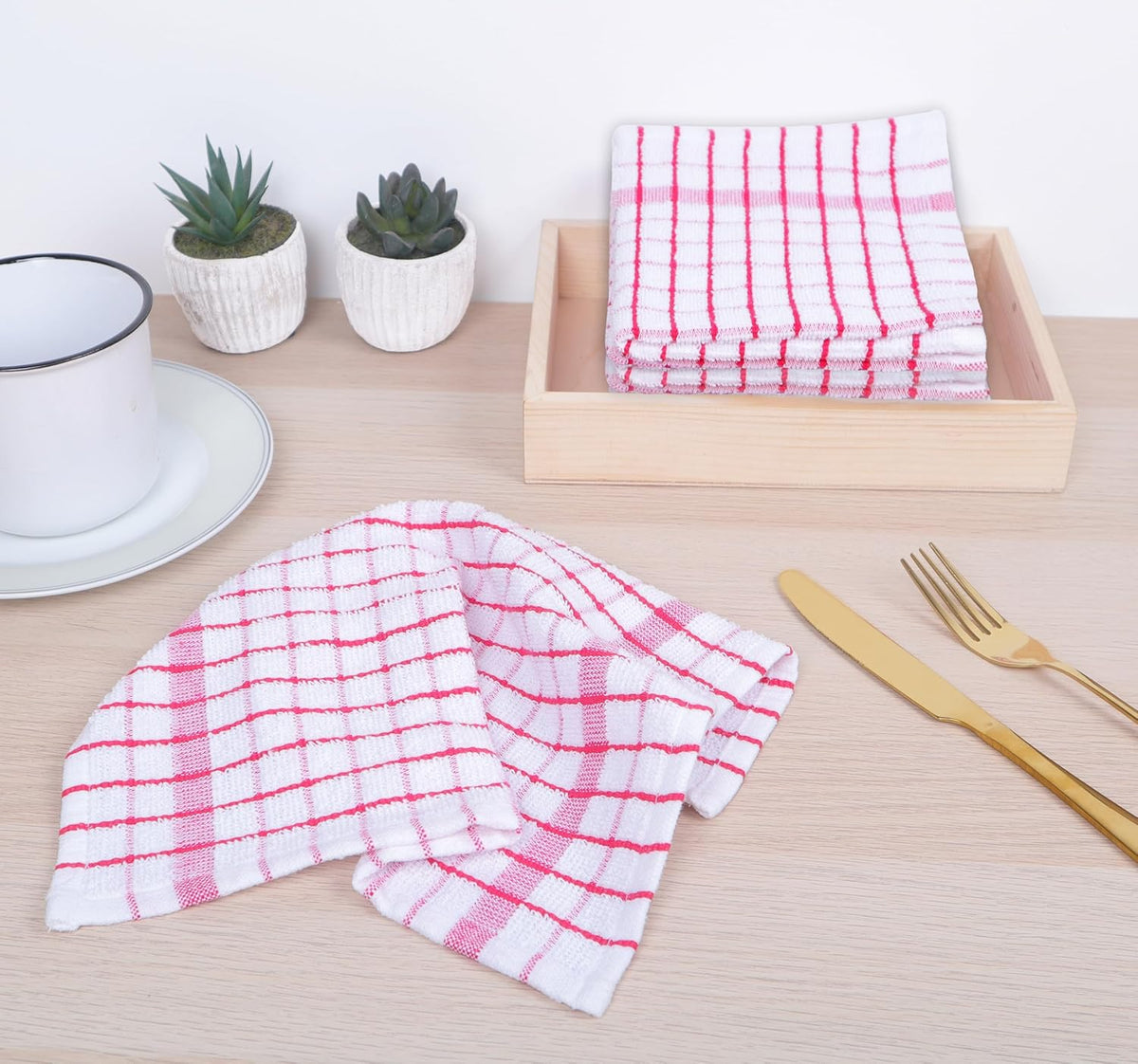 AMOUR INFINI Kitchen Dish Cloths Set of 8 - Ultra Soft, Highly Absorbent, Quick-Drying Terry Cotton